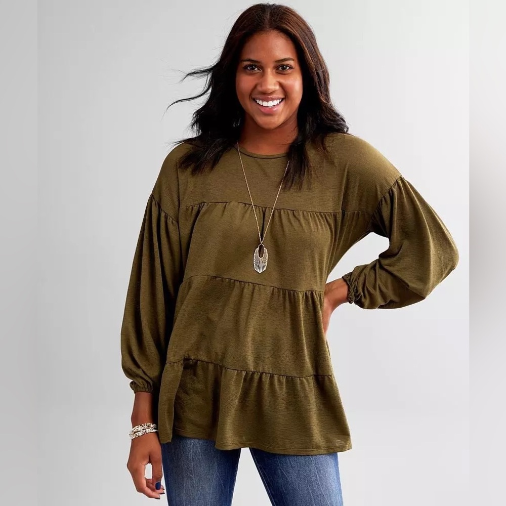 Buckle Tiered Babydoll Top